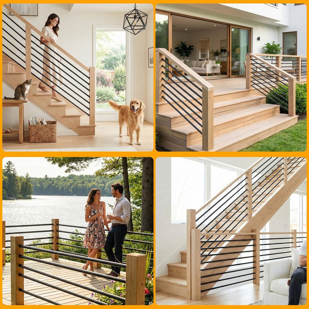 5 Pack 6 FT Aluminum Stair Balusters Matte Black E72865
