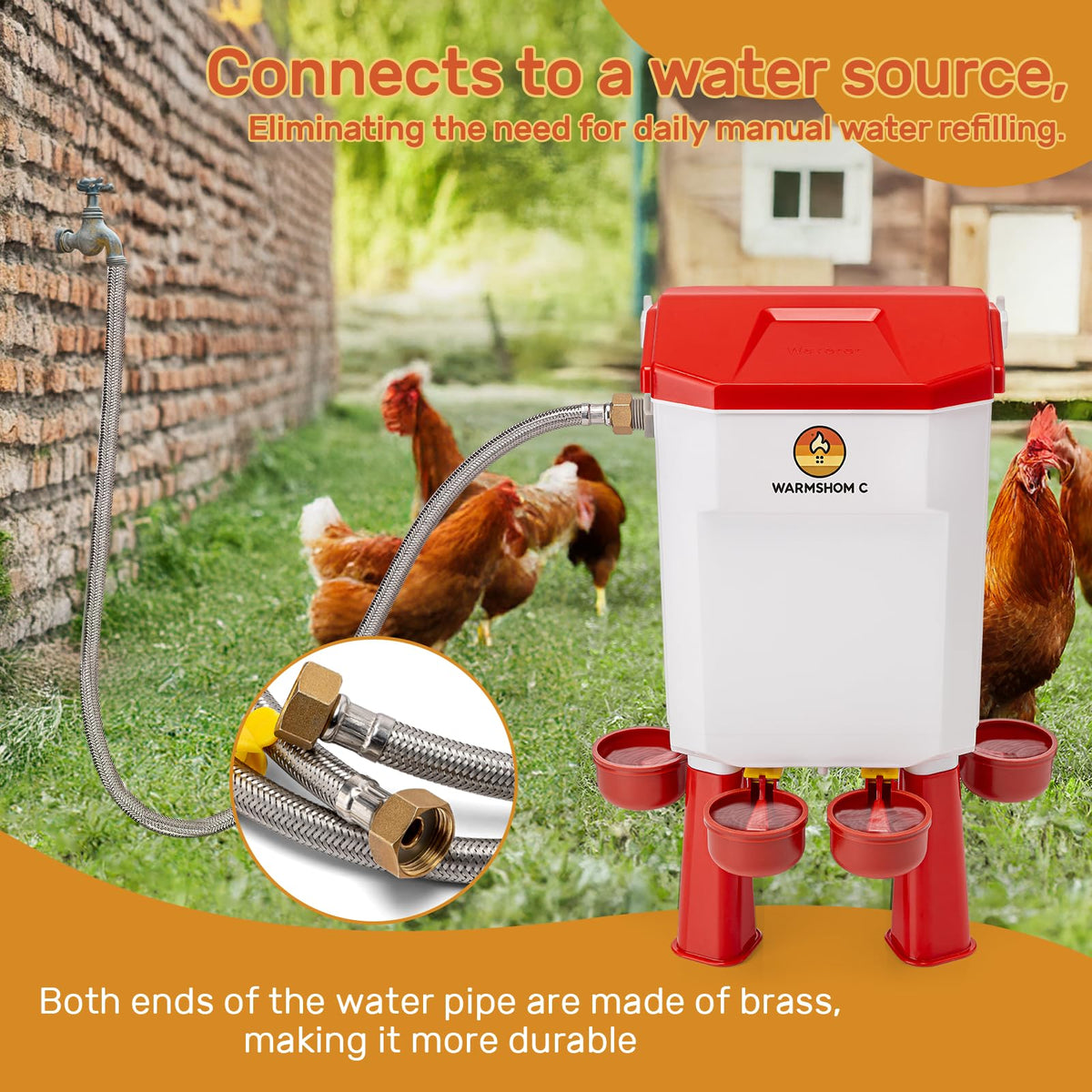 Automatic Chicken Waterer with Stainless Steel Hose H456972
