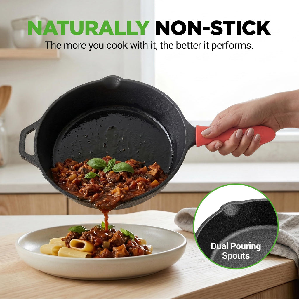 10" Pre-Seasoned Cast Iron Skillet with Glass Lid Y33968