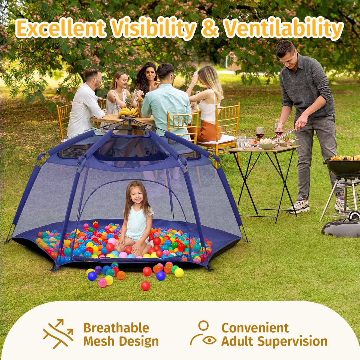 Portable Baby Playpen with Mesh D533911