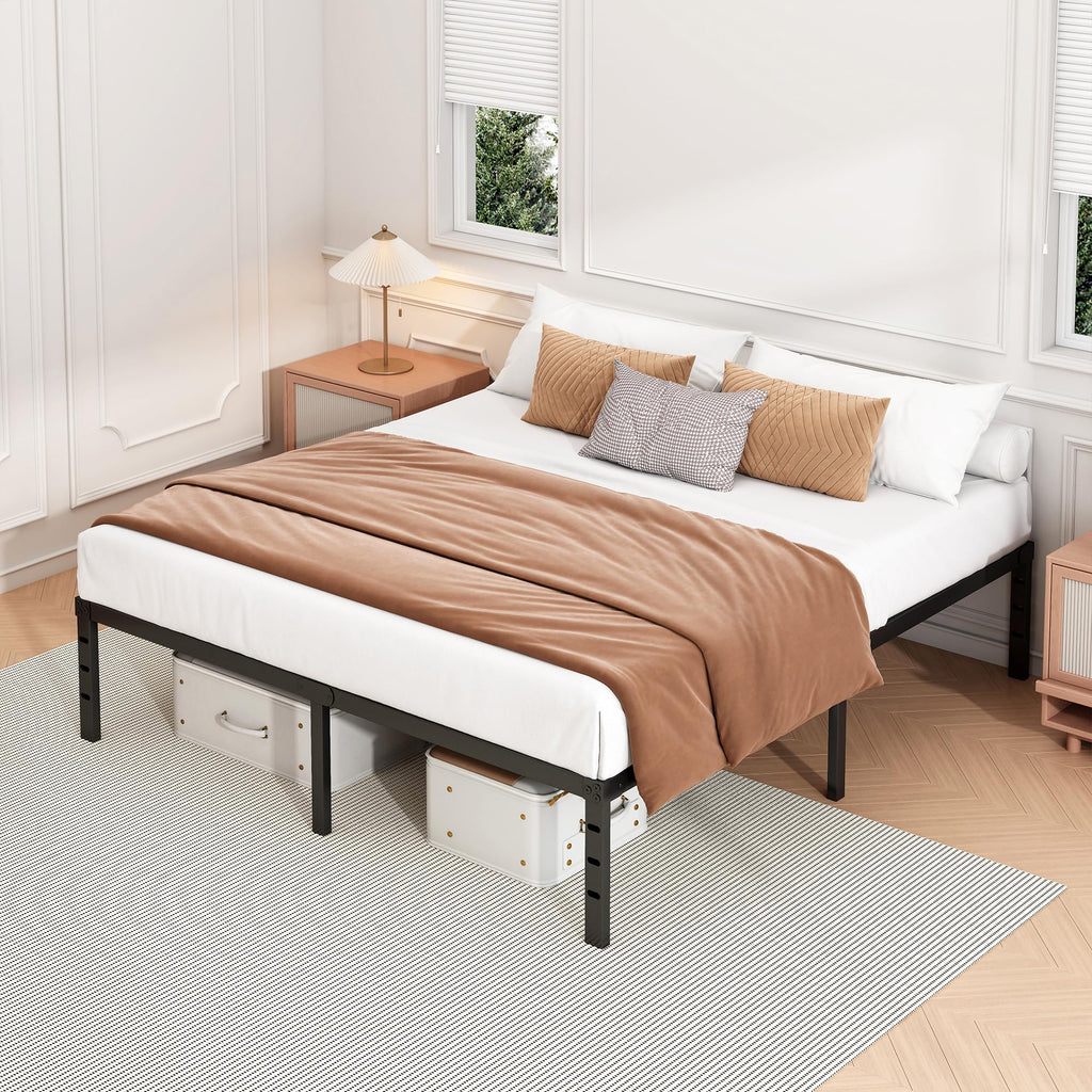 18 Inch Full Bed Frame with Under Bed Storage, Black K1398
