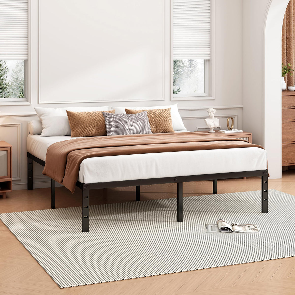 18 Inch Full Bed Frame with Under Bed Storage, Black K1398